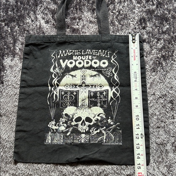 Marie Laveau's House of Voodoo New Orleans Black Tote Bag Shopper Cotton Laveau - Picture 5 of 9